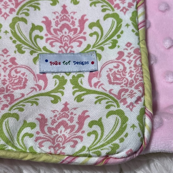 Crib Blanket Polka Tot Designs Custom-Made Pink & Green Paisley Print Mink Feel - Picture 3 of 6